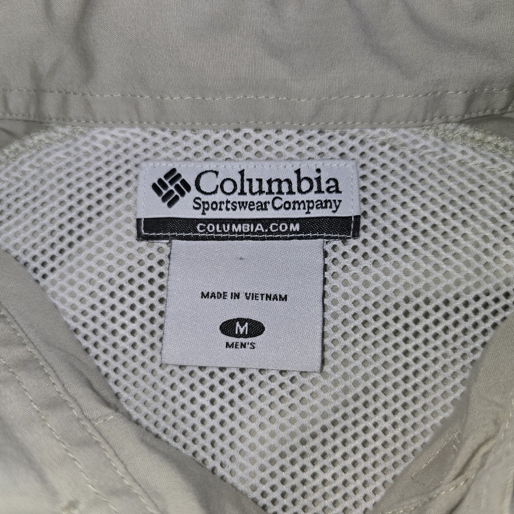 COLUMBIA PFG Men's Medium Khacki Beige Short Sleeve Fishing Shirt Vented -1109 - Picture 4 of 7
